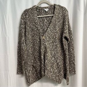 J. Jill Brown Marled Chunky Slouchy Oversized Farmhouse Cardigan Sweater Medium